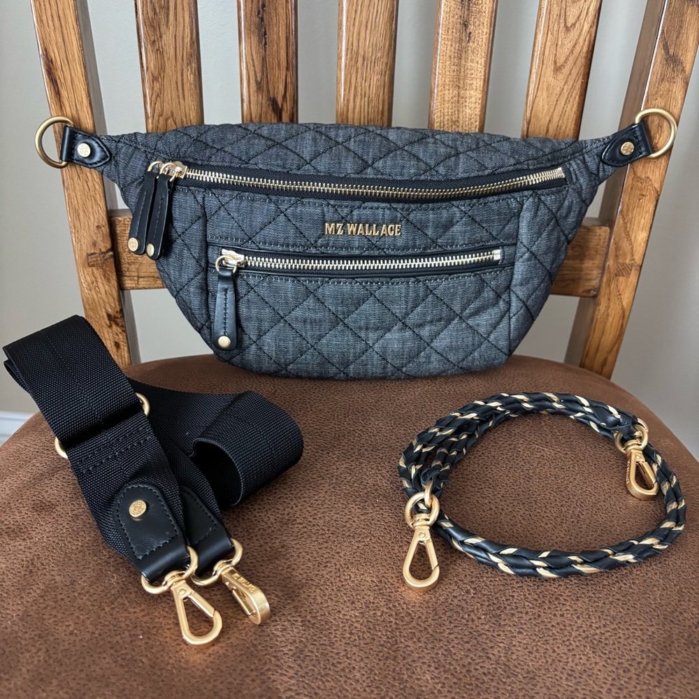 MZ Wallace Small Crosby Sling in True Charcoal Denim